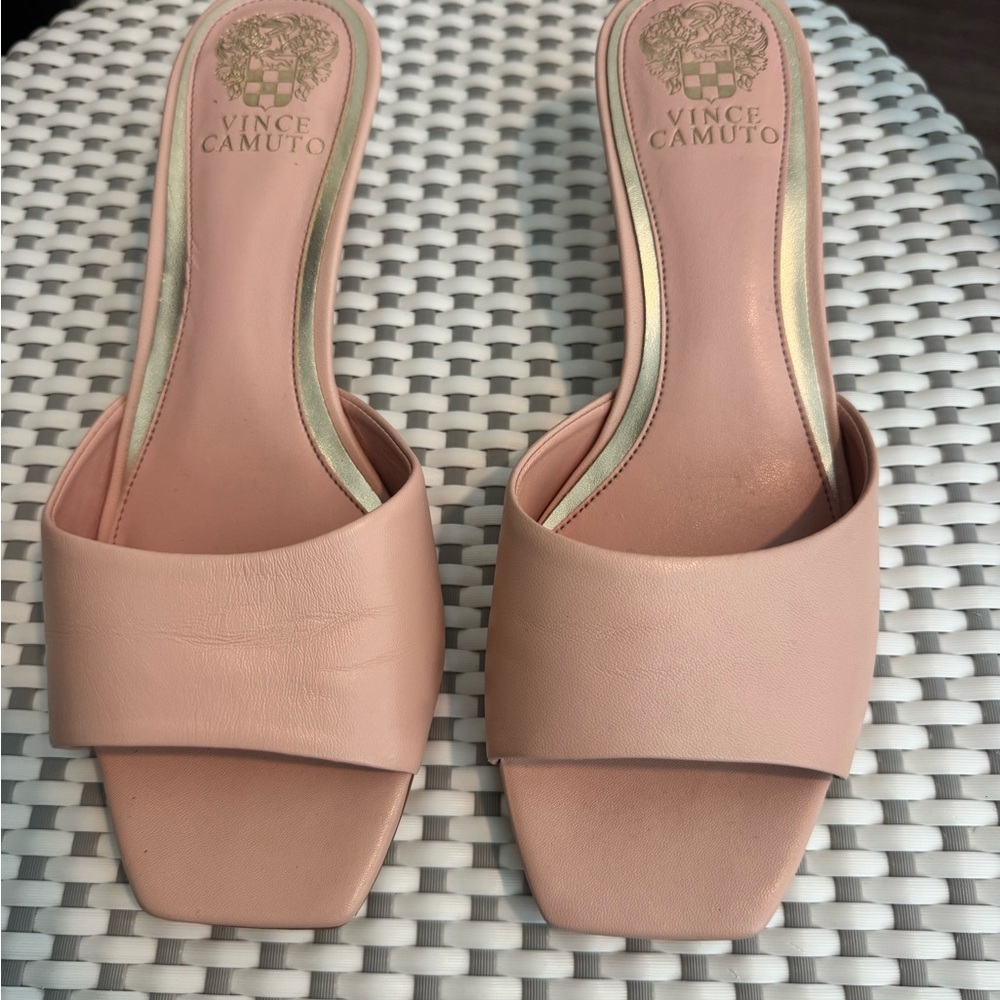 Vince Camuto Blush Pink Slide Heels with Square Toe